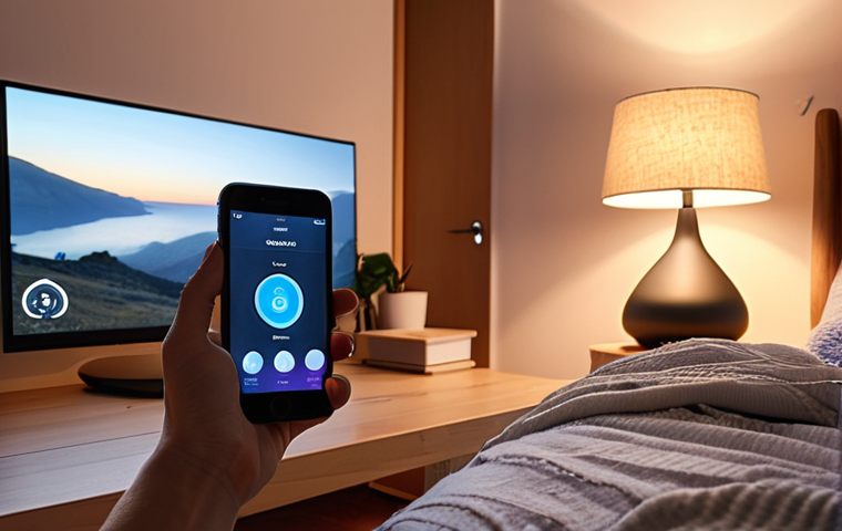 **Image Prompt:** A person meditating peacefully in a cozy, modern Scandinavian-style bedroom. Soft morning light streams in. In the foreground, a smartphone displays a calm meditation app interface (e.g., Headspace or Calm) with a timer. In the background, a smart lamp gently simulates the sunrise. The overall mood is serene and focused on well-being.