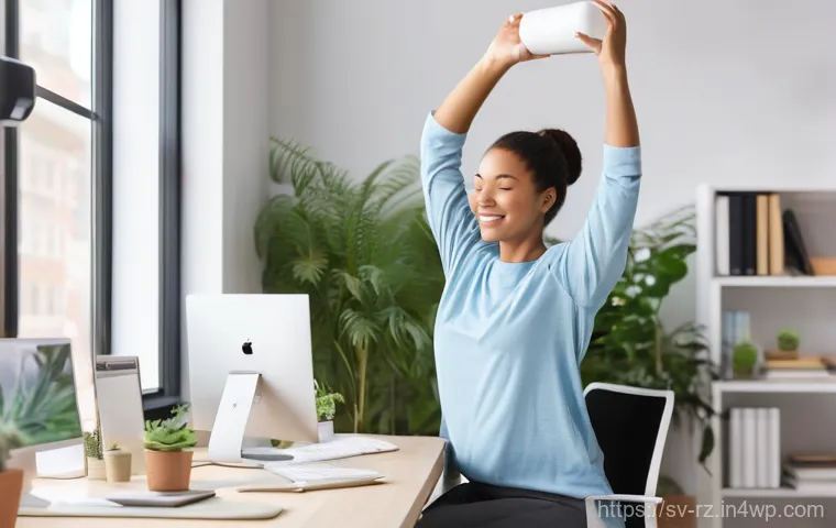 마인드풀테크와 직업 만족도 향상 - **"A serene young adult, wearing comfortable yet modest everyday clothing, is seated at a minimalist...