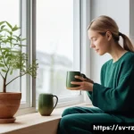 Home 14 마인드풀테크의 성공적 사례 분석 - **Prompt: Mindful Digital Detox in a Scandinavian Home**
A serene, candid shot of a person in th...