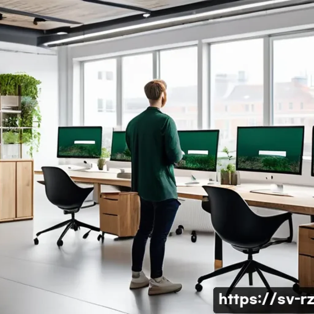 마인드풀테크의 윤리적 고려사항 - A modern Scandinavian office environment with diverse professionals discussing ethical AI developmen...