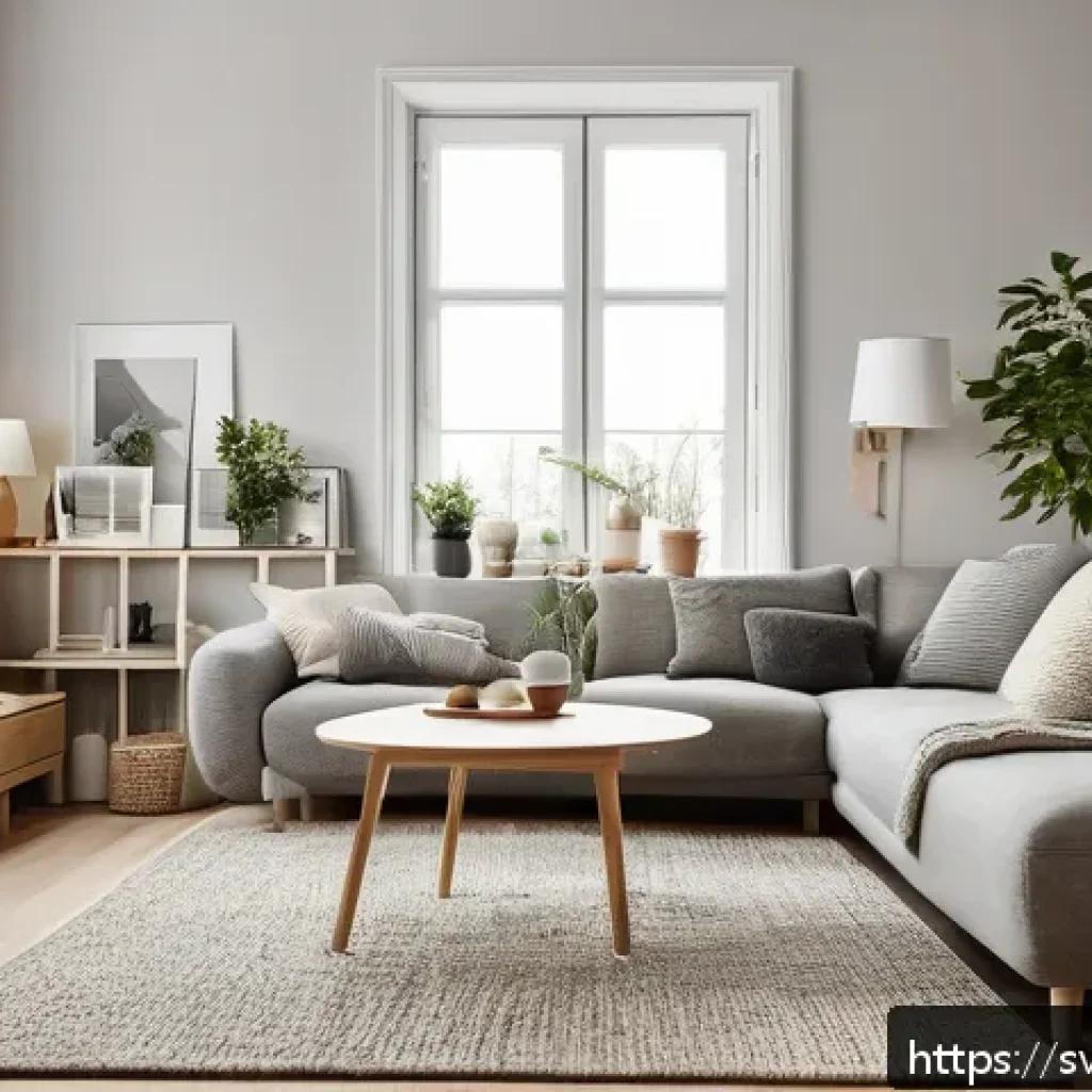 마인드풀테크 개발에 필요한 인사이트 - A cozy Scandinavian living room scene during evening hours, featuring a family gathered around a din...