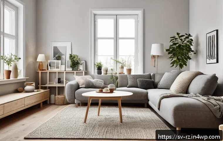 마인드풀테크 개발에 필요한 인사이트 - A cozy Scandinavian living room scene during evening hours, featuring a family gathered around a din...